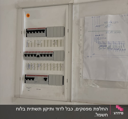 לוח חשמל עם תרשימים על הקיר